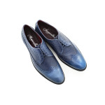 Сини официални мъжки обувки, естествена кожа - всекидневни обувки за целогодишно ползване N 100015018